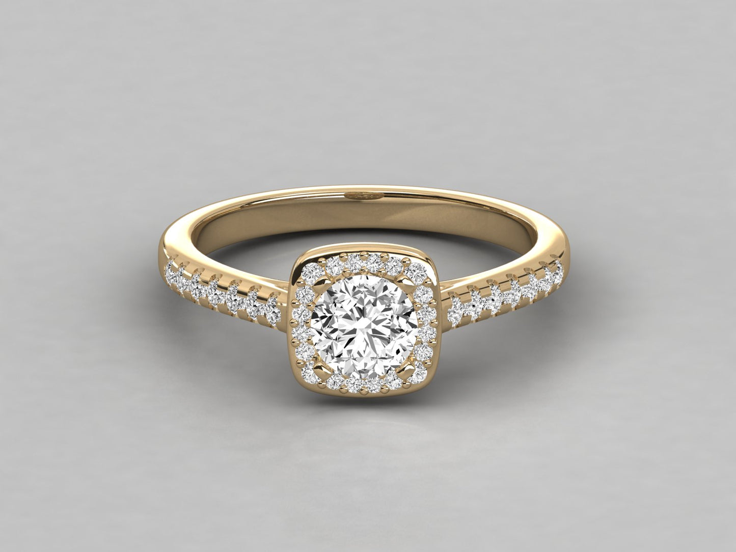 Round Halo Accented Engagement Diamond Ring
