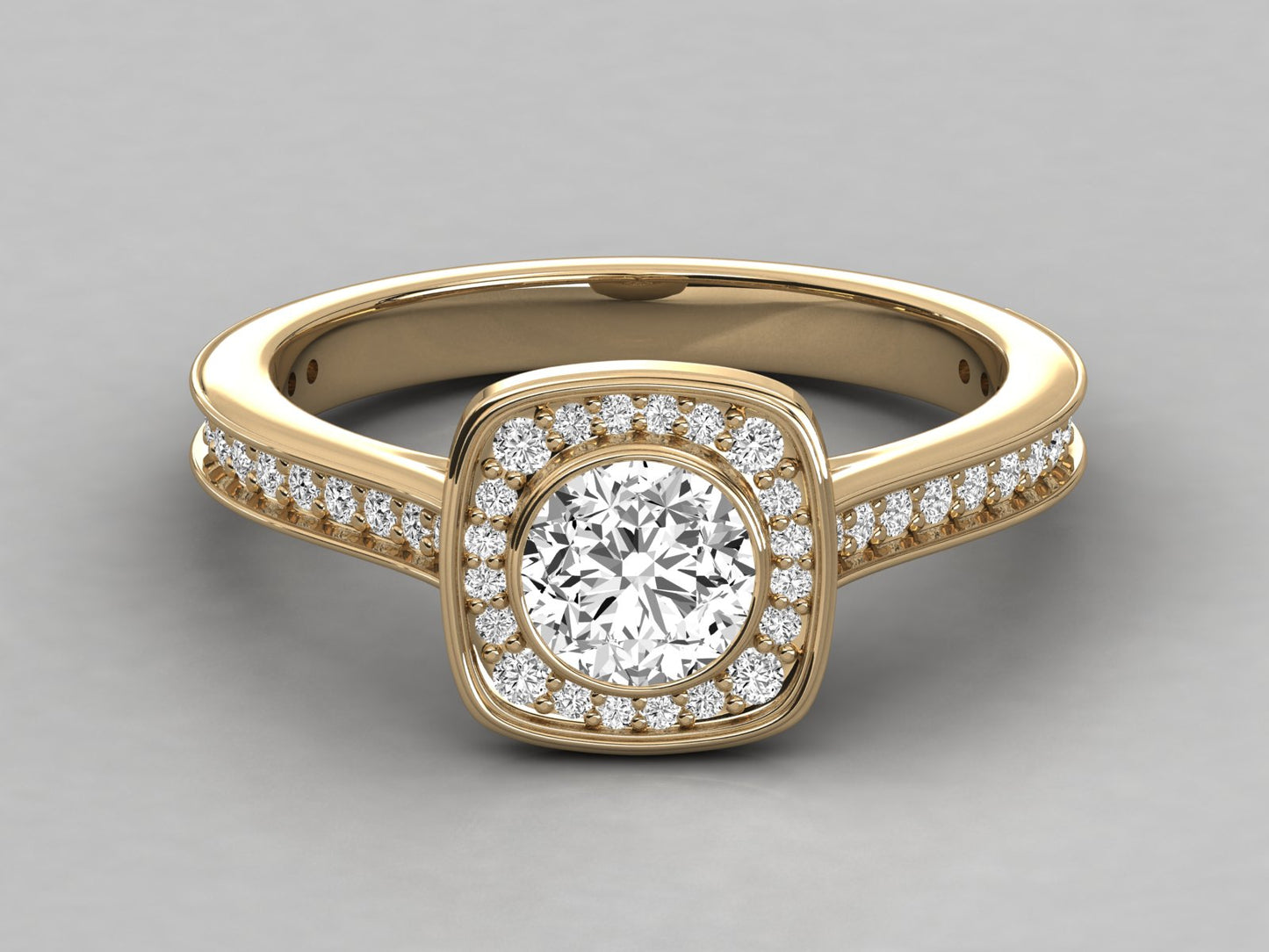 Round Halo Accented Engagement Diamond Ring