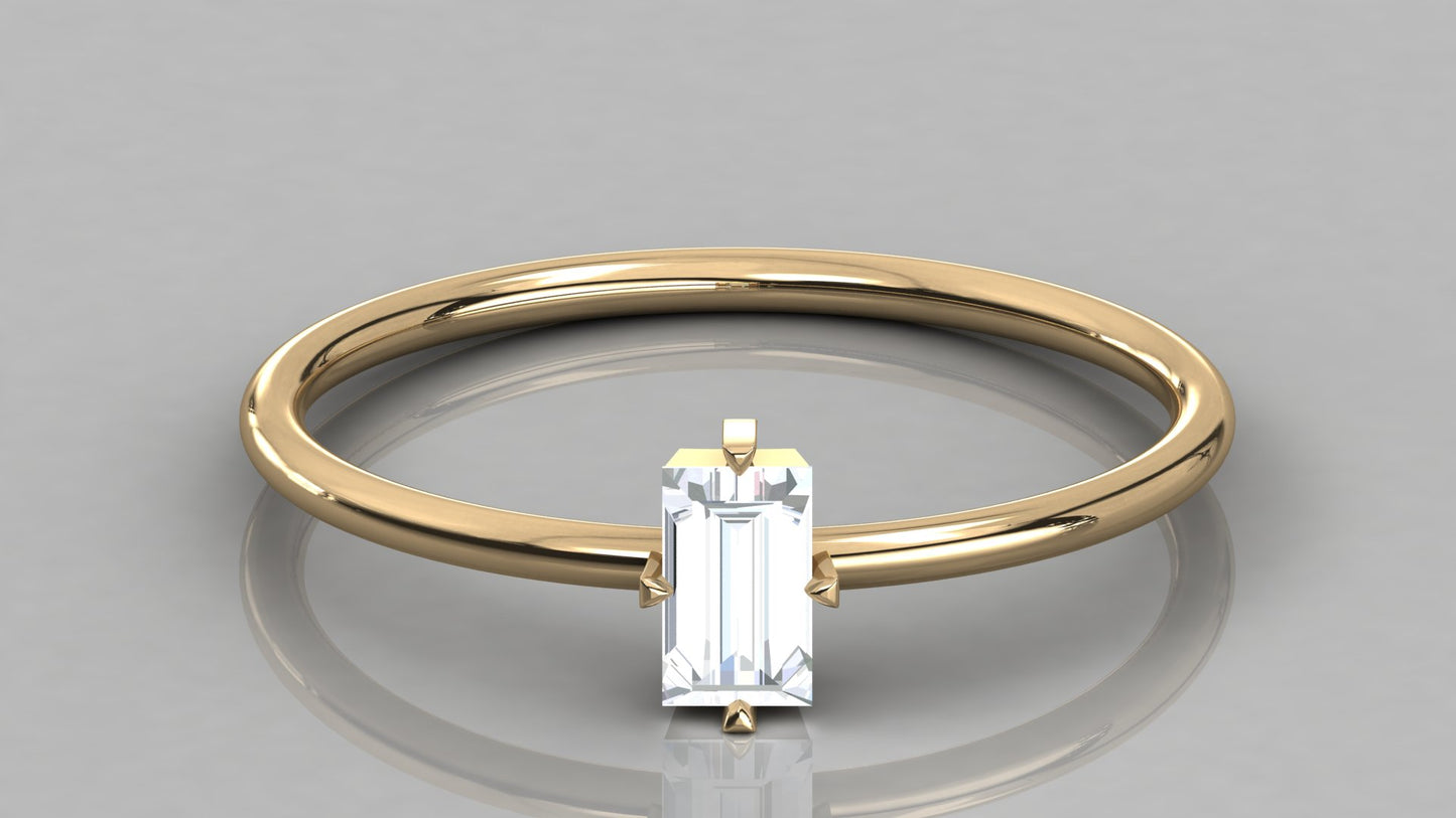 Baguette Solitaire Diamond Ring