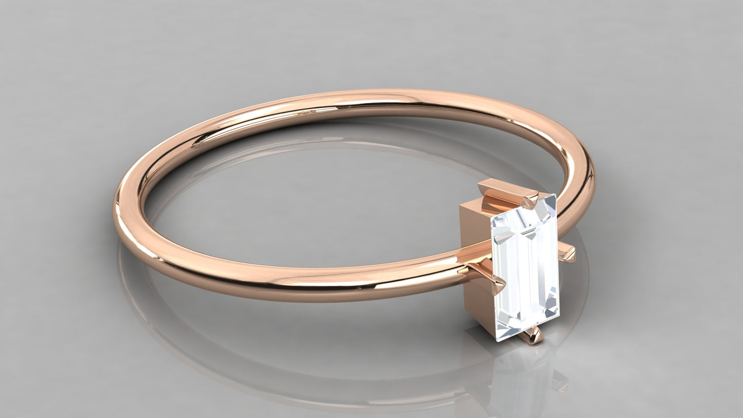Baguette Solitaire Diamond Ring