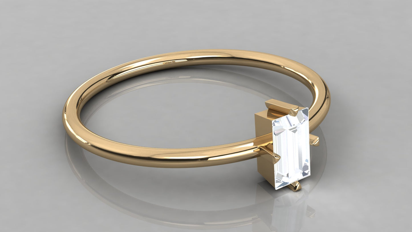 Baguette Solitaire Diamond Ring