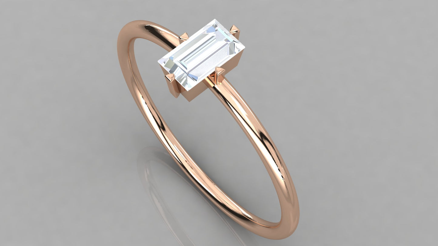 Baguette Solitaire Diamond Ring