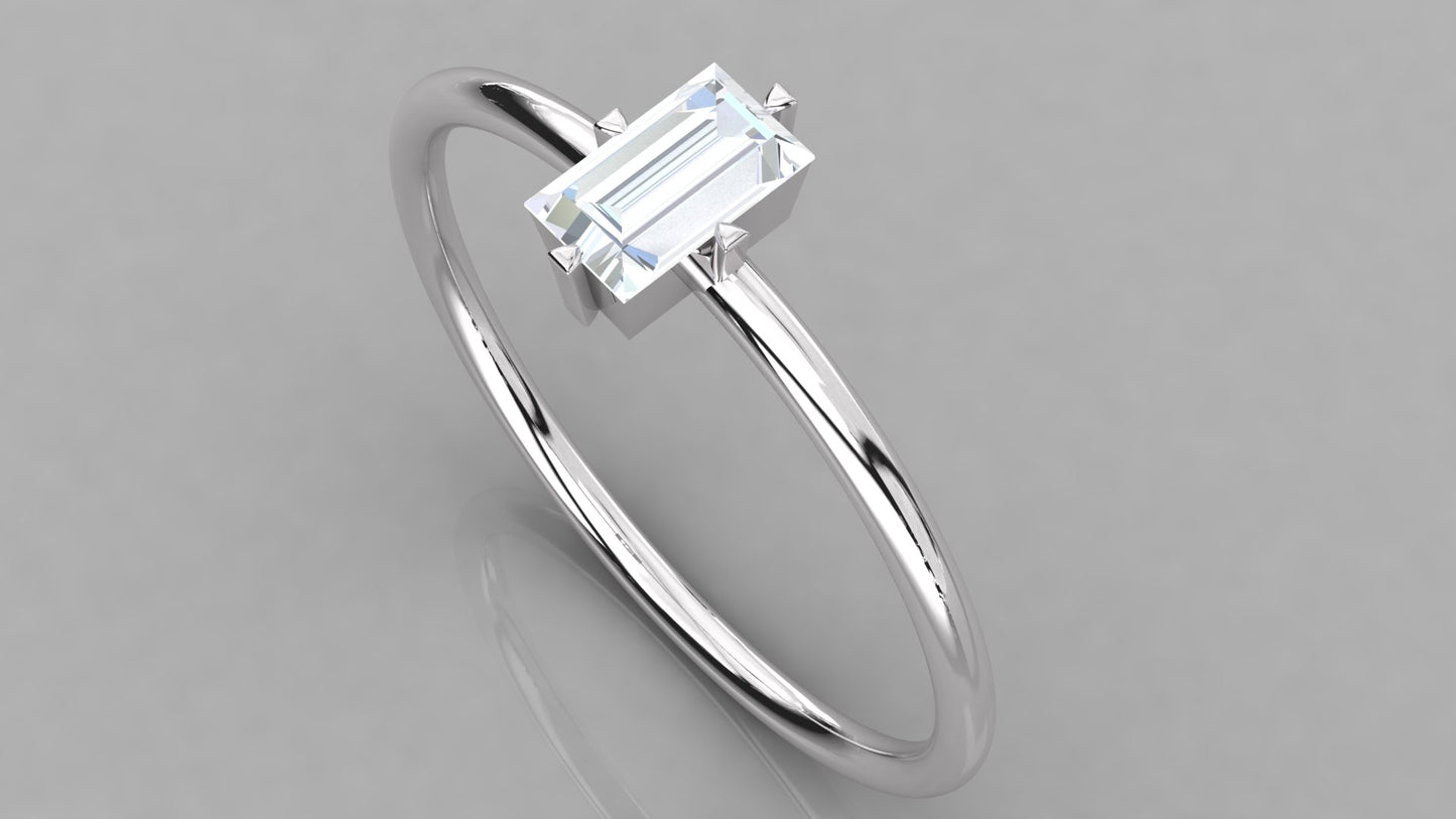 Baguette Solitaire Diamond Ring