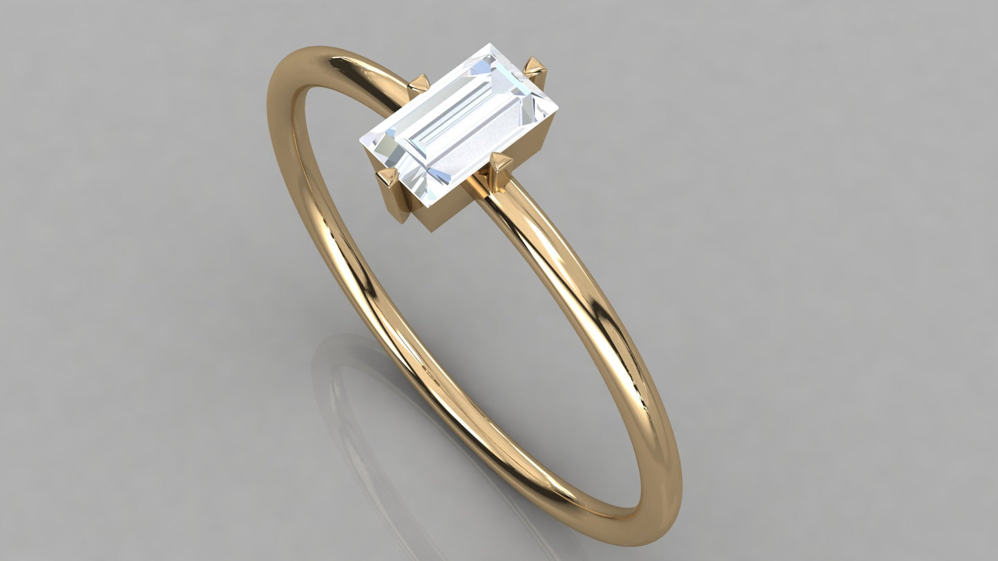 Baguette Solitaire Diamond Ring