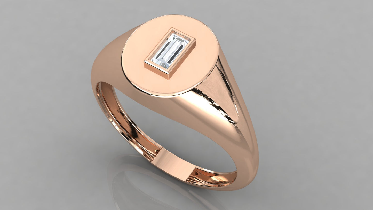 Baguette Signet Diamond Ring