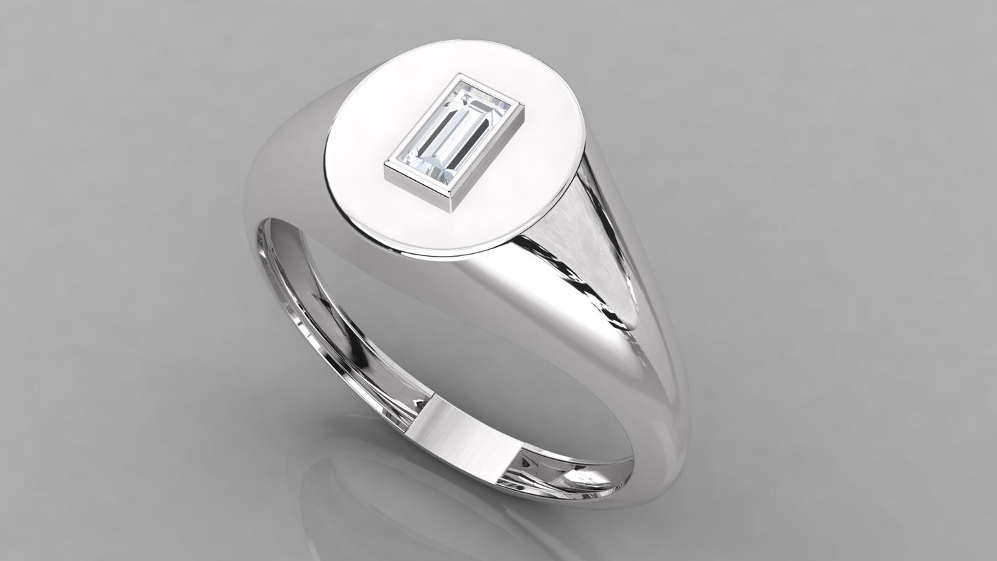 Baguette Signet Diamond Ring