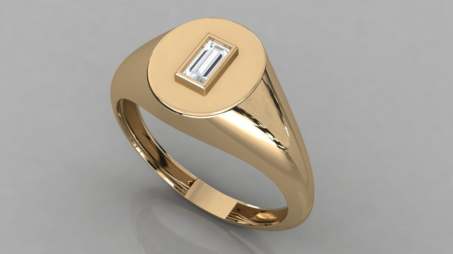 Baguette Signet Diamond Ring