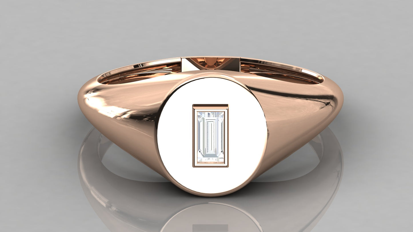 Baguette Signet Diamond Ring