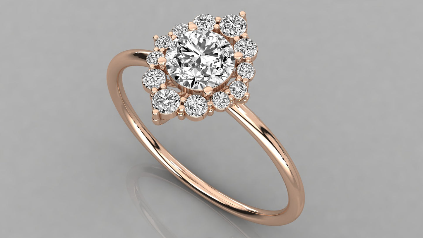 Round Halo Diamond Ring