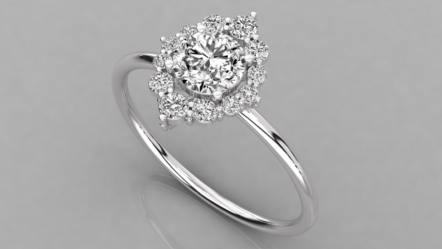 Round Halo Diamond Ring