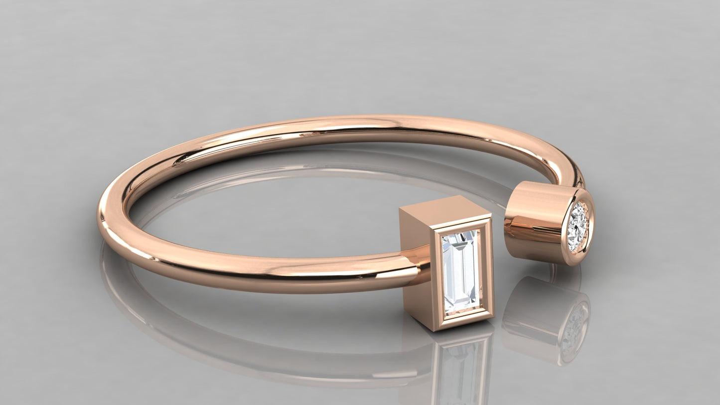 Bezel Twin Diamond Ring