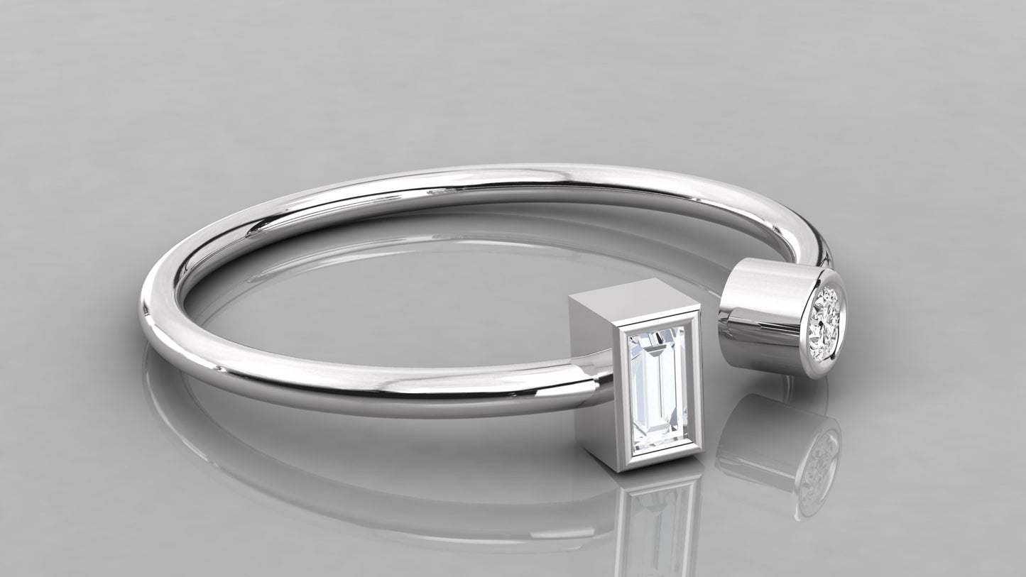 Bezel Twin Diamond Ring
