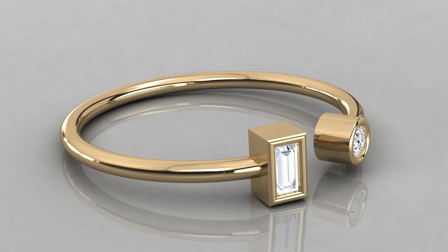 Bezel Twin Diamond Ring