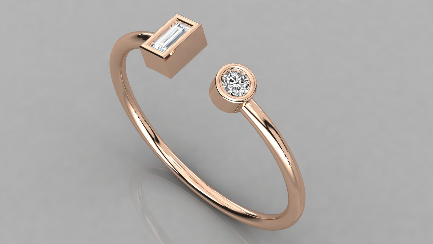 Bezel Twin Diamond Ring