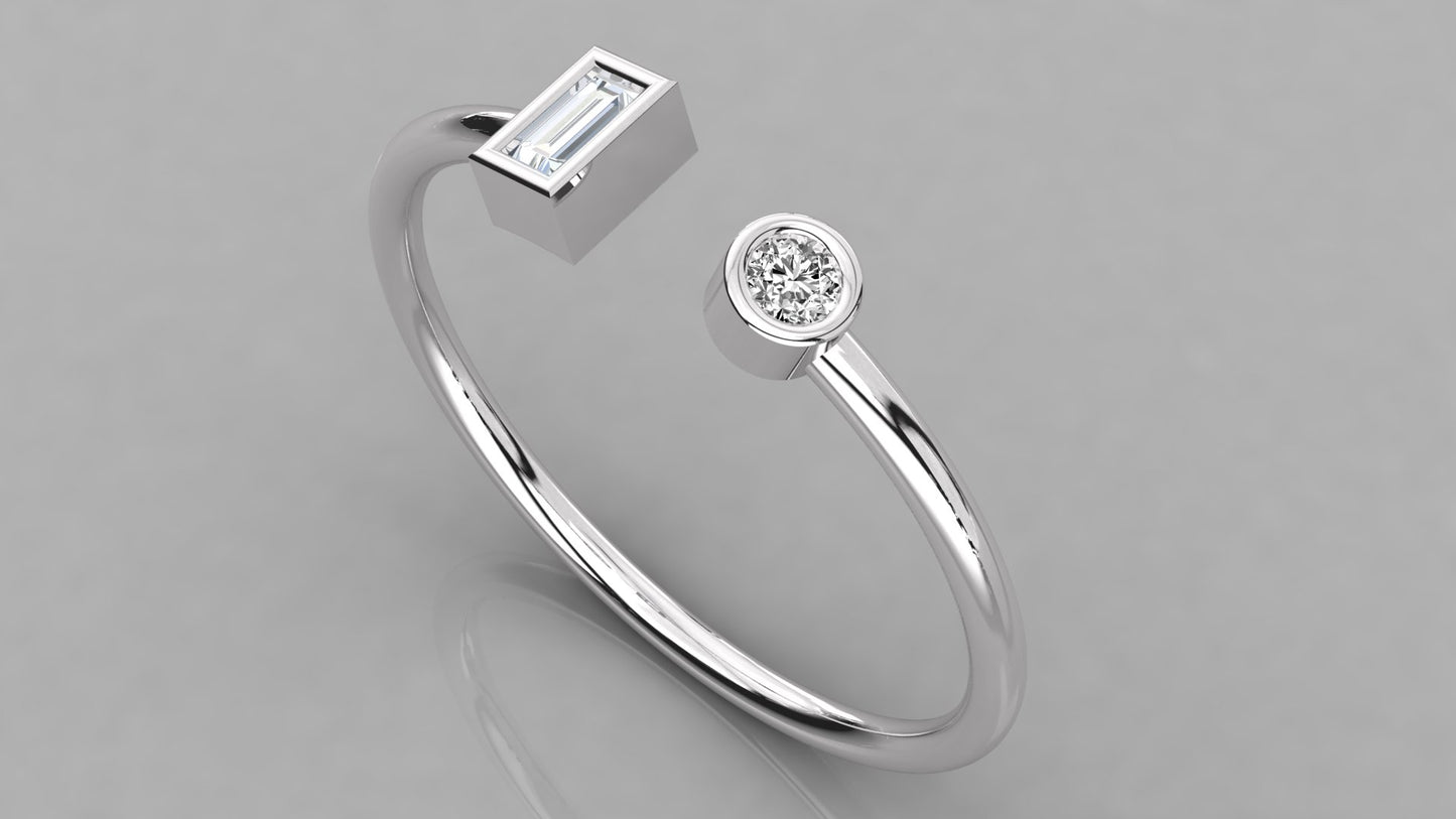 Bezel Twin Diamond Ring