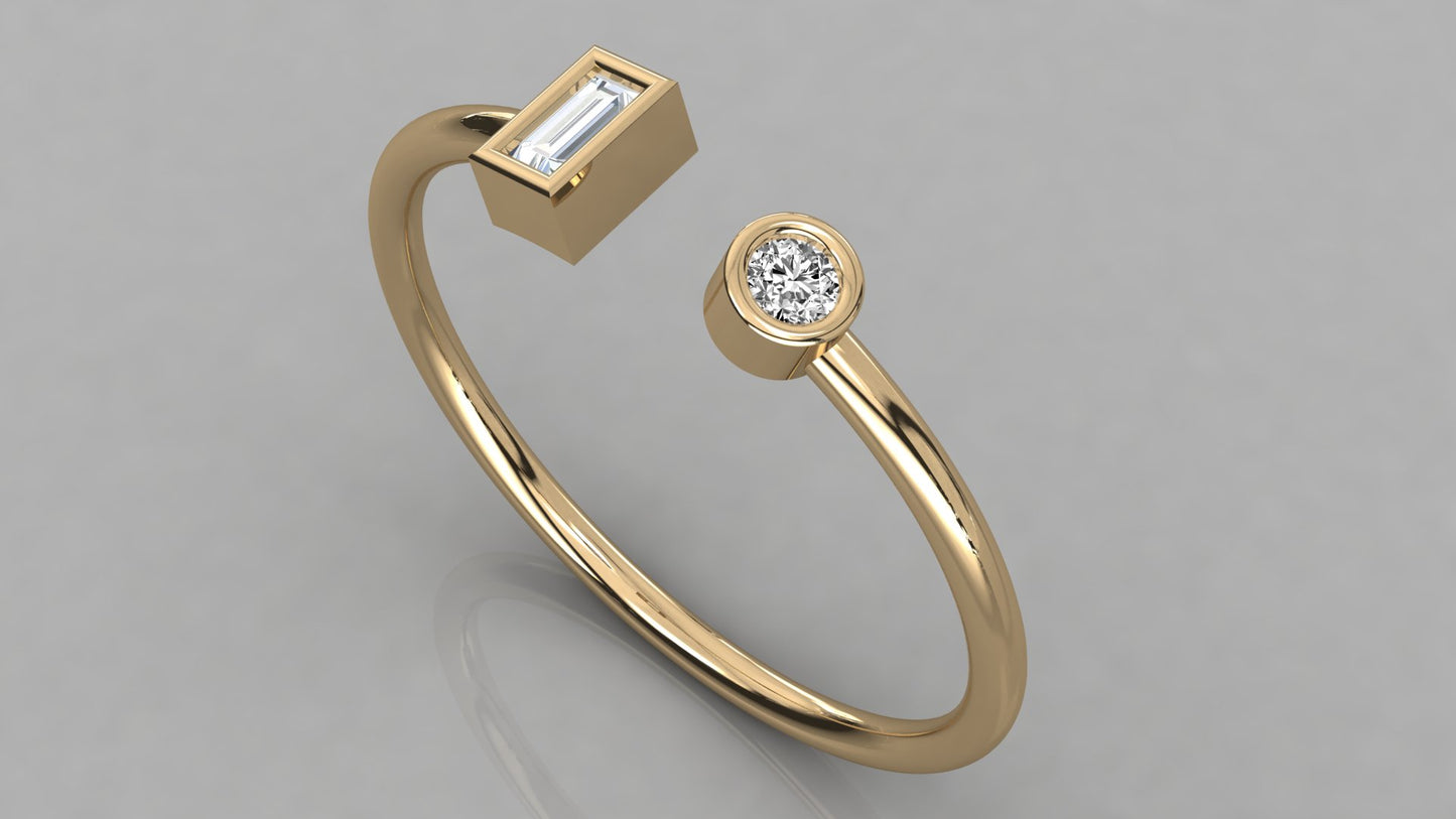 Bezel Twin Diamond Ring
