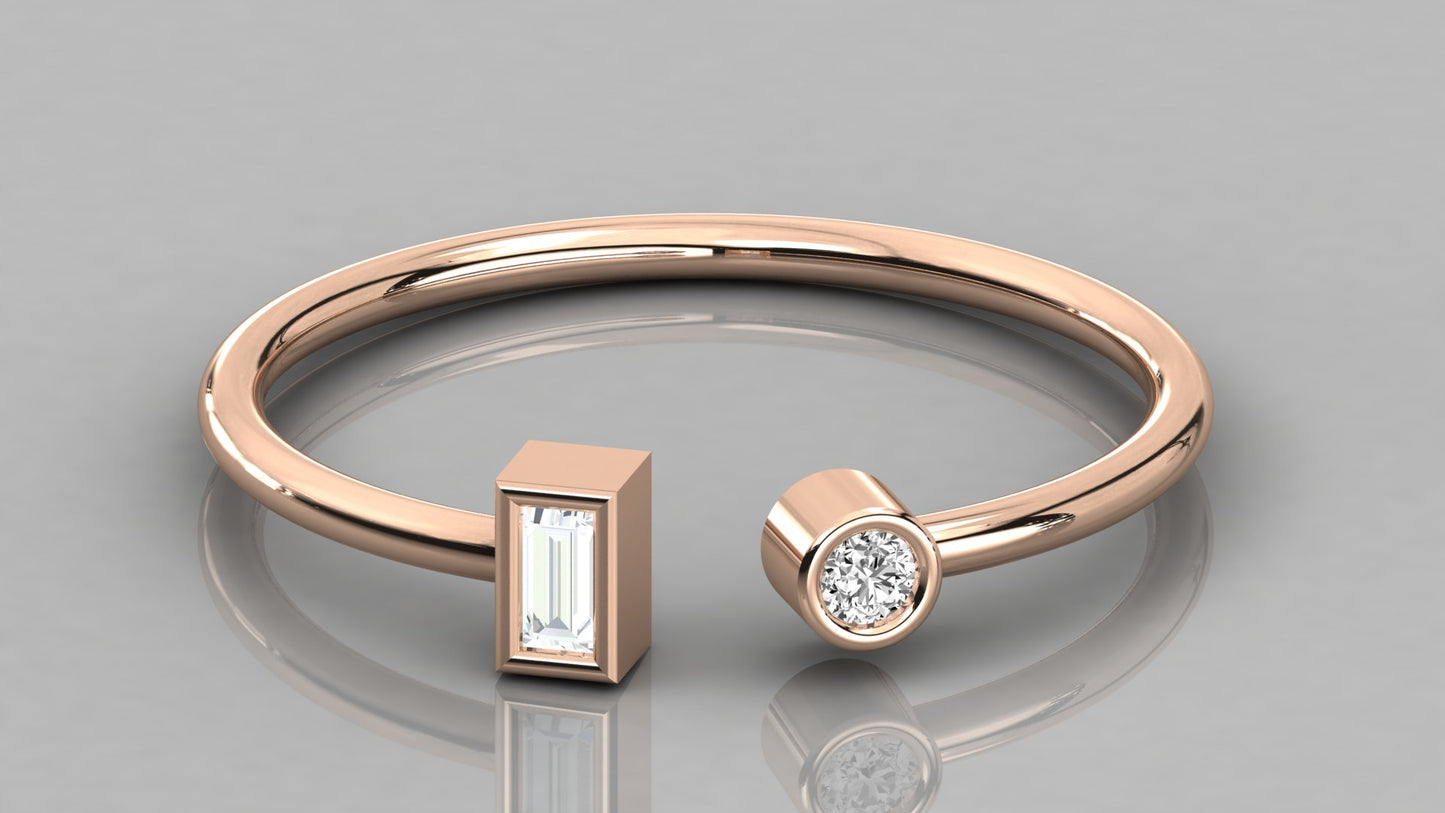 Bezel Twin Diamond Ring