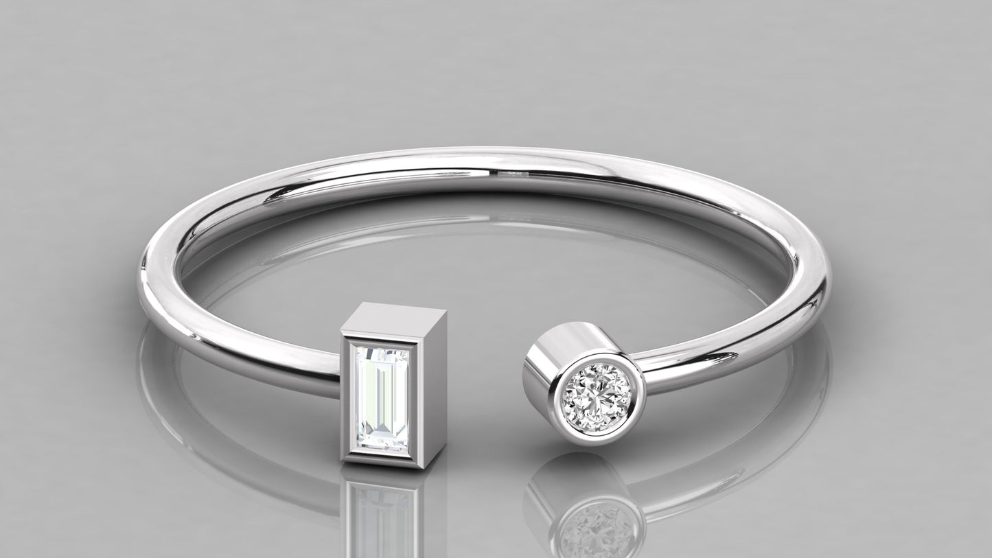 Bezel Twin Diamond Ring