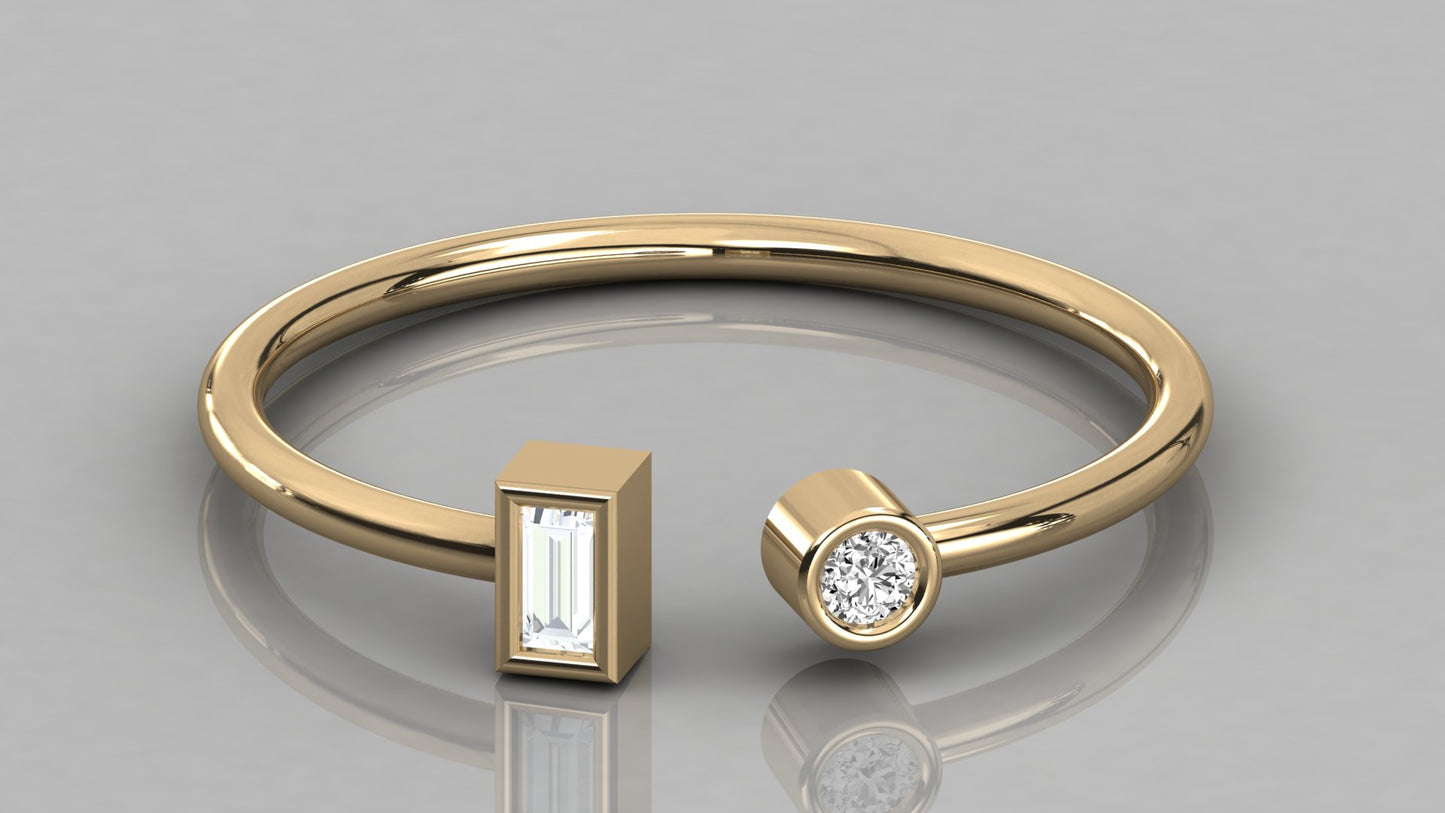 Bezel Twin Diamond Ring