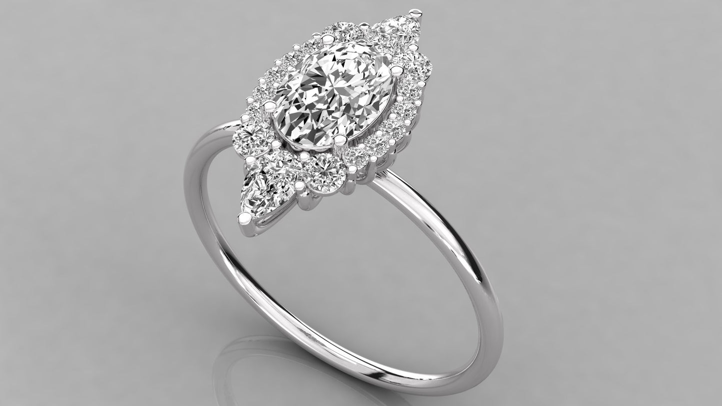 Oval Halo Diamond Ring