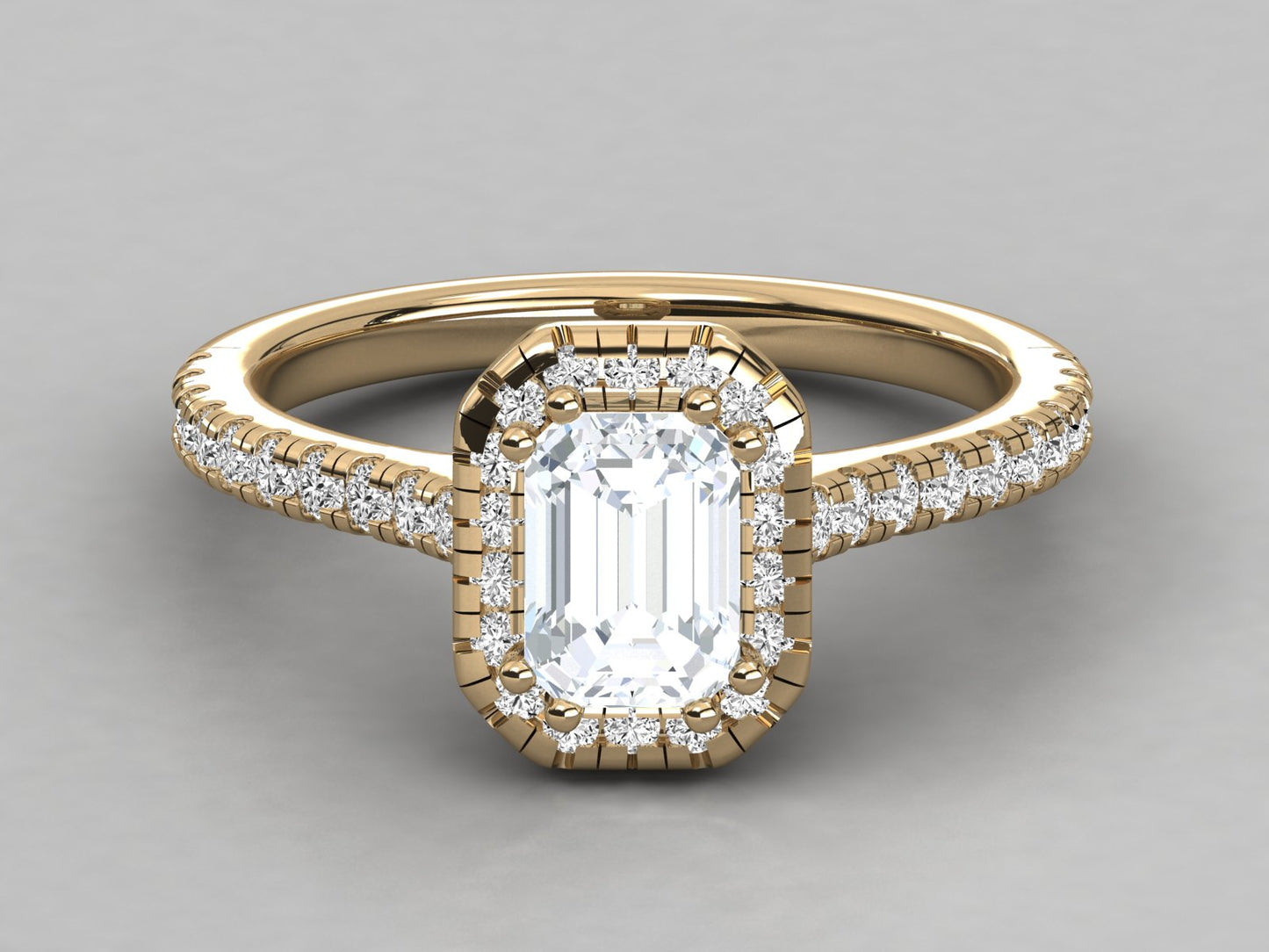 Emerald Halo Accented Engagement Diamond Ring