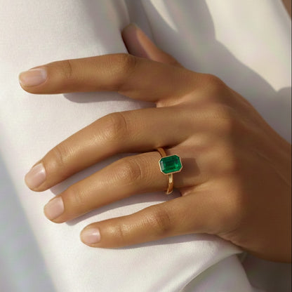 1.0ct 1ct natural emerald cut diamond gold wedding engagement ring MICAH JAKOB