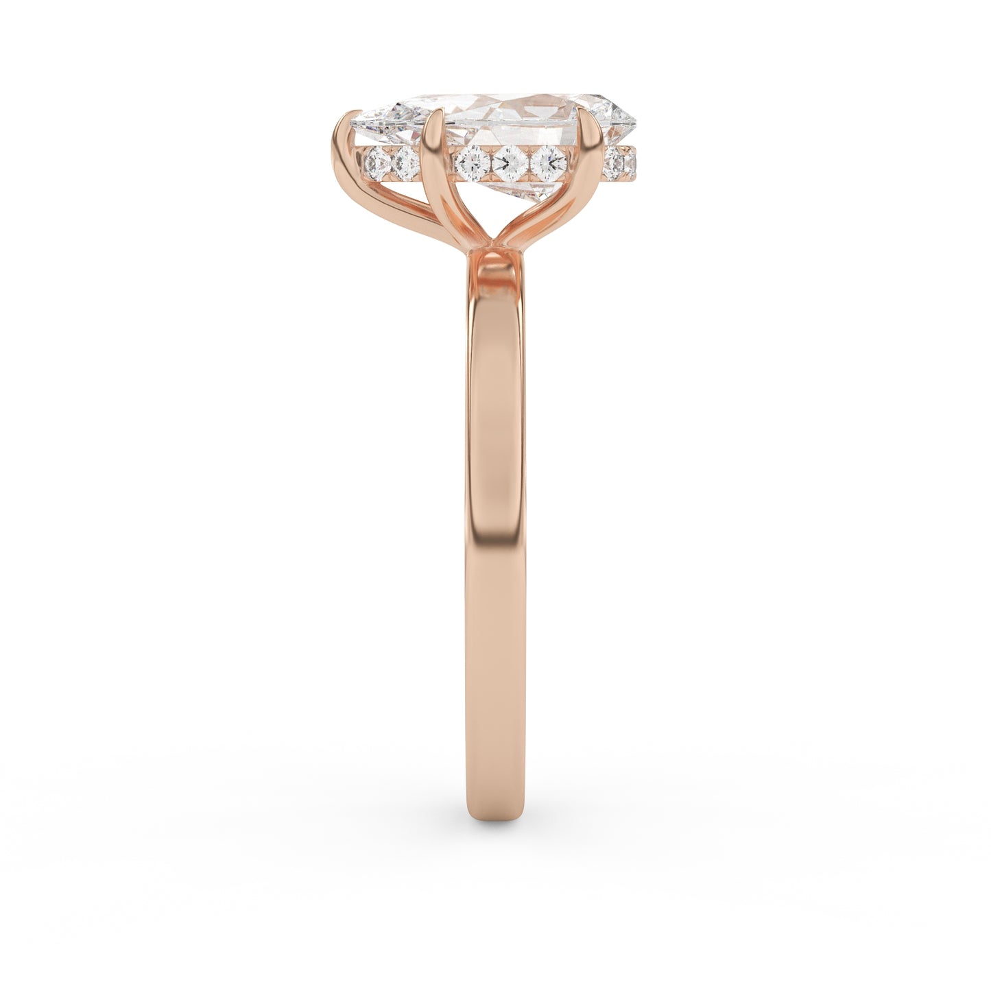 1.5ct pear shape diamond wedding engagement ring rose gold hidden halo lab diamond