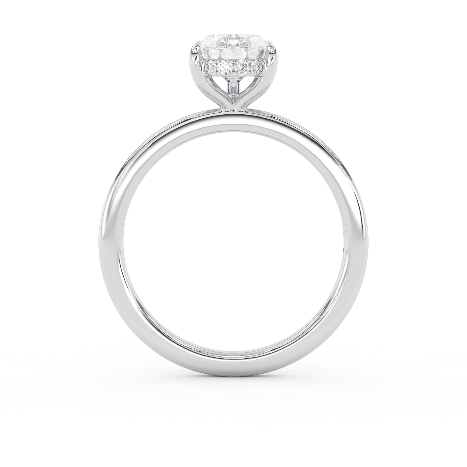 1.5ct pear shape diamond wedding engagement ring white gold hidden halo lab diamond