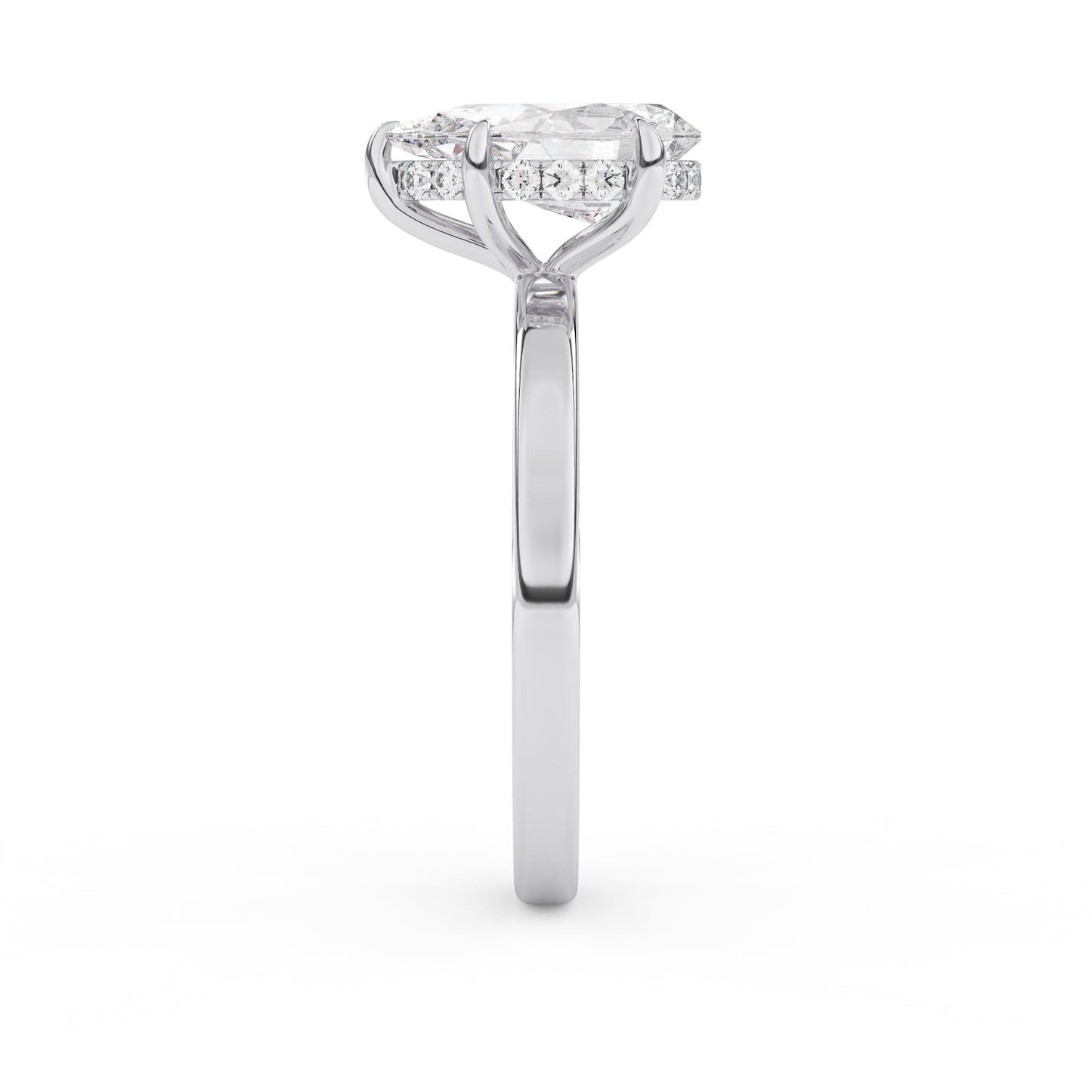 1.5ct pear shape diamond wedding engagement ring white gold hidden halo lab diamond
