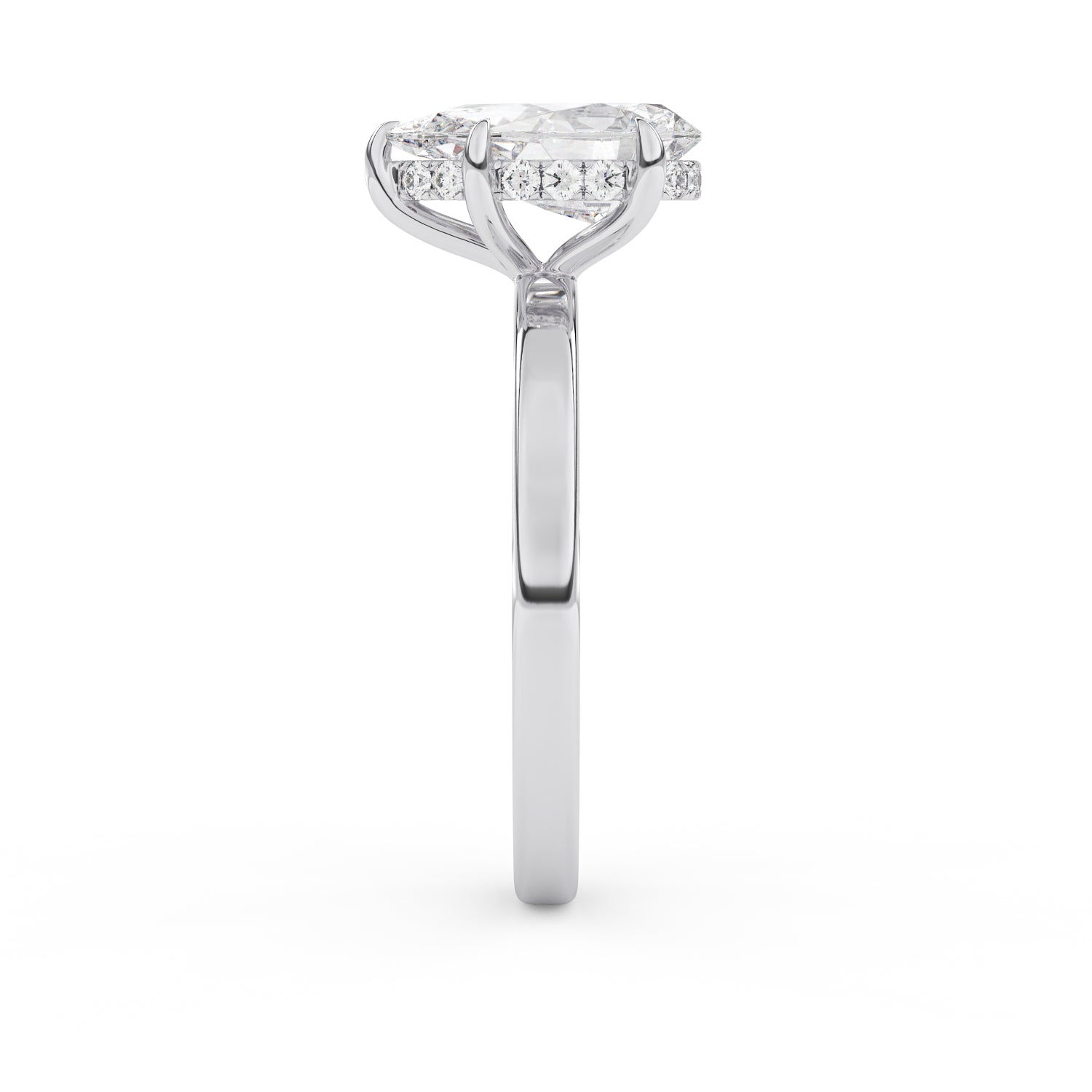 1.5ct pear shape diamond wedding engagement ring white gold hidden halo lab diamond