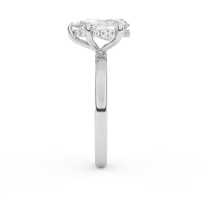 1.5ct pear shape diamond wedding engagement ring white gold hidden halo lab diamond