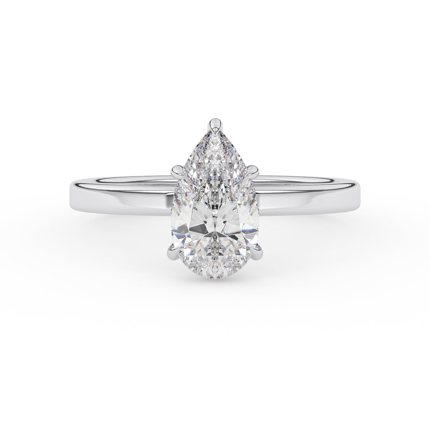 1.5ct pear shape diamond wedding engagement ring white gold hidden halo lab diamond