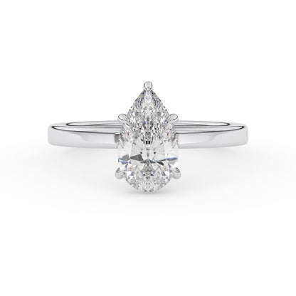 1.5ct pear shape diamond wedding engagement ring white gold hidden halo lab diamond