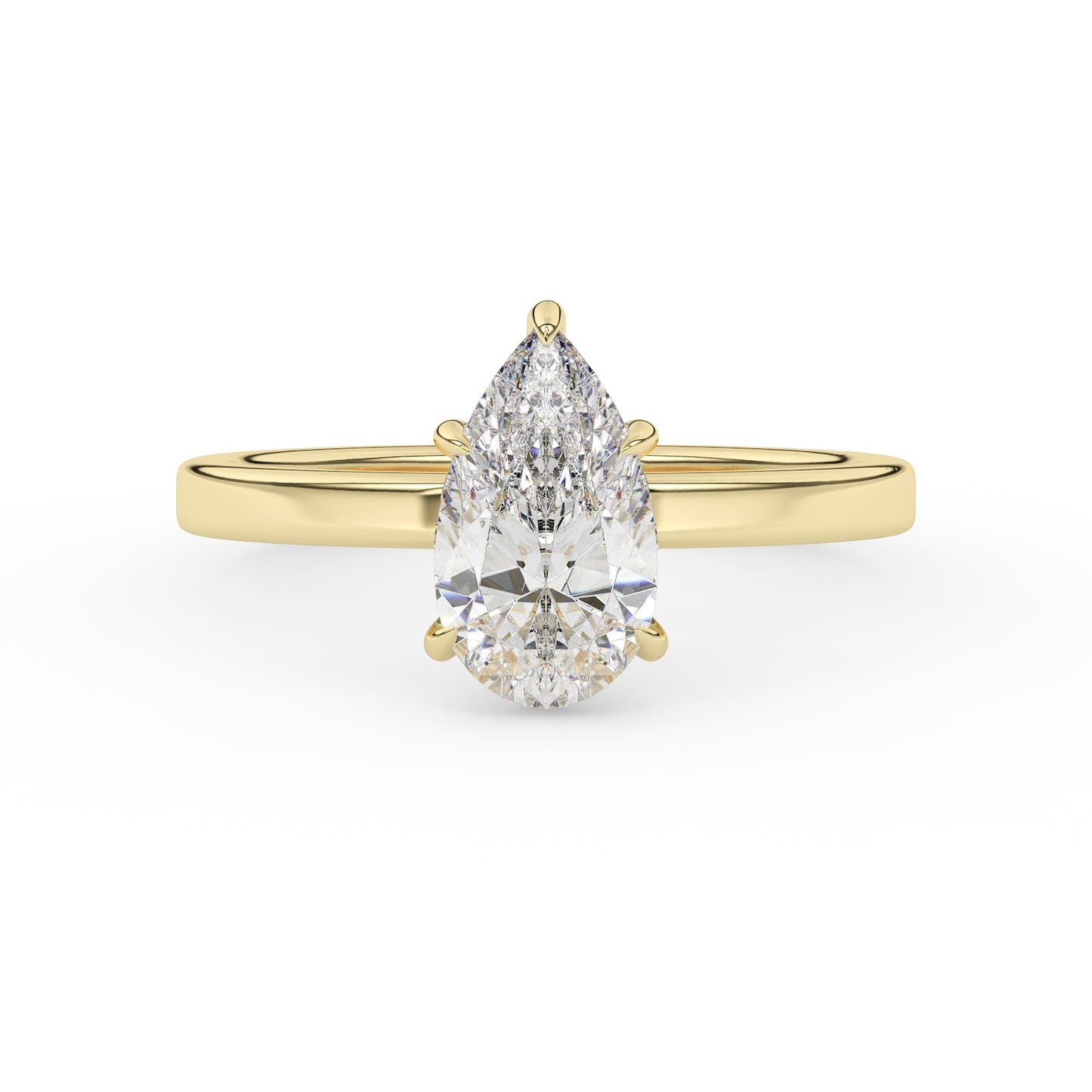 1.5ct pear shape diamond wedding engagement ring yellow gold hidden halo lab diamond