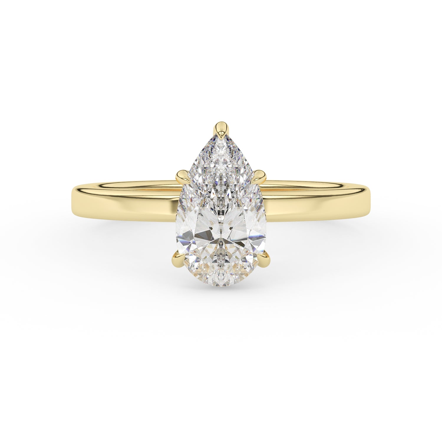1.5ct pear shape diamond wedding engagement ring yellow gold hidden halo lab diamond