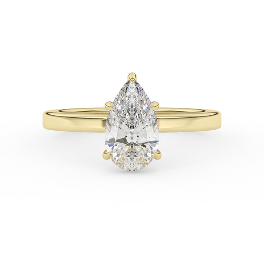 1.5ct pear shape diamond wedding engagement ring yellow gold hidden halo lab diamond