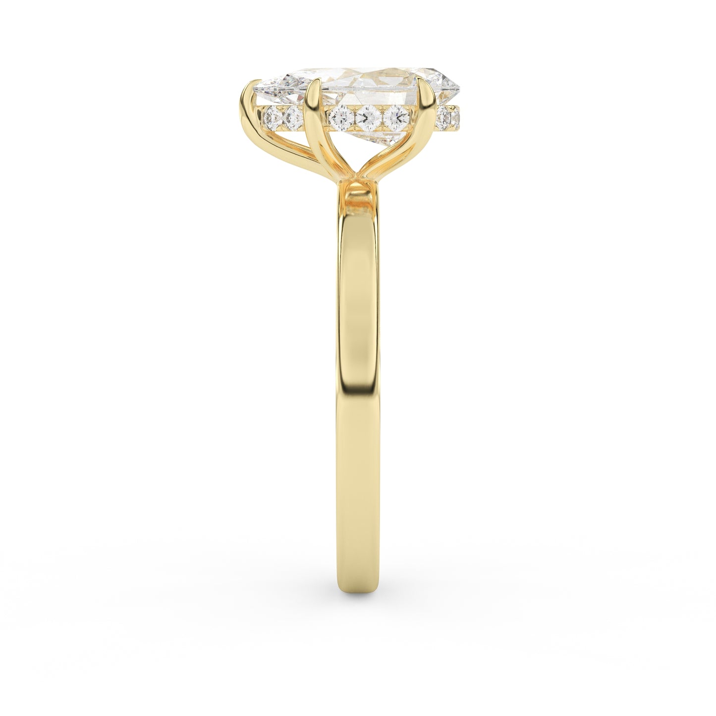 1.5ct pear shape diamond wedding engagement ring yellow gold hidden halo lab diamond