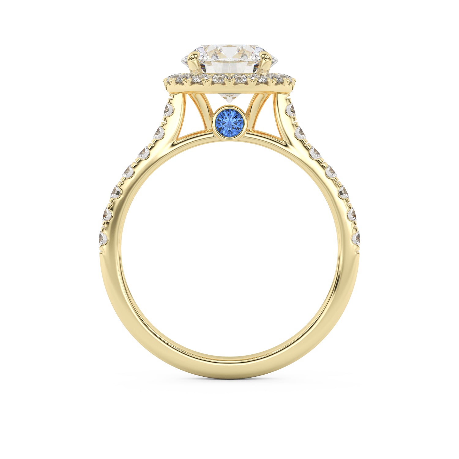 1.8ct halo round diamond yellow gold wedding engagement ring MICAH JAKOB