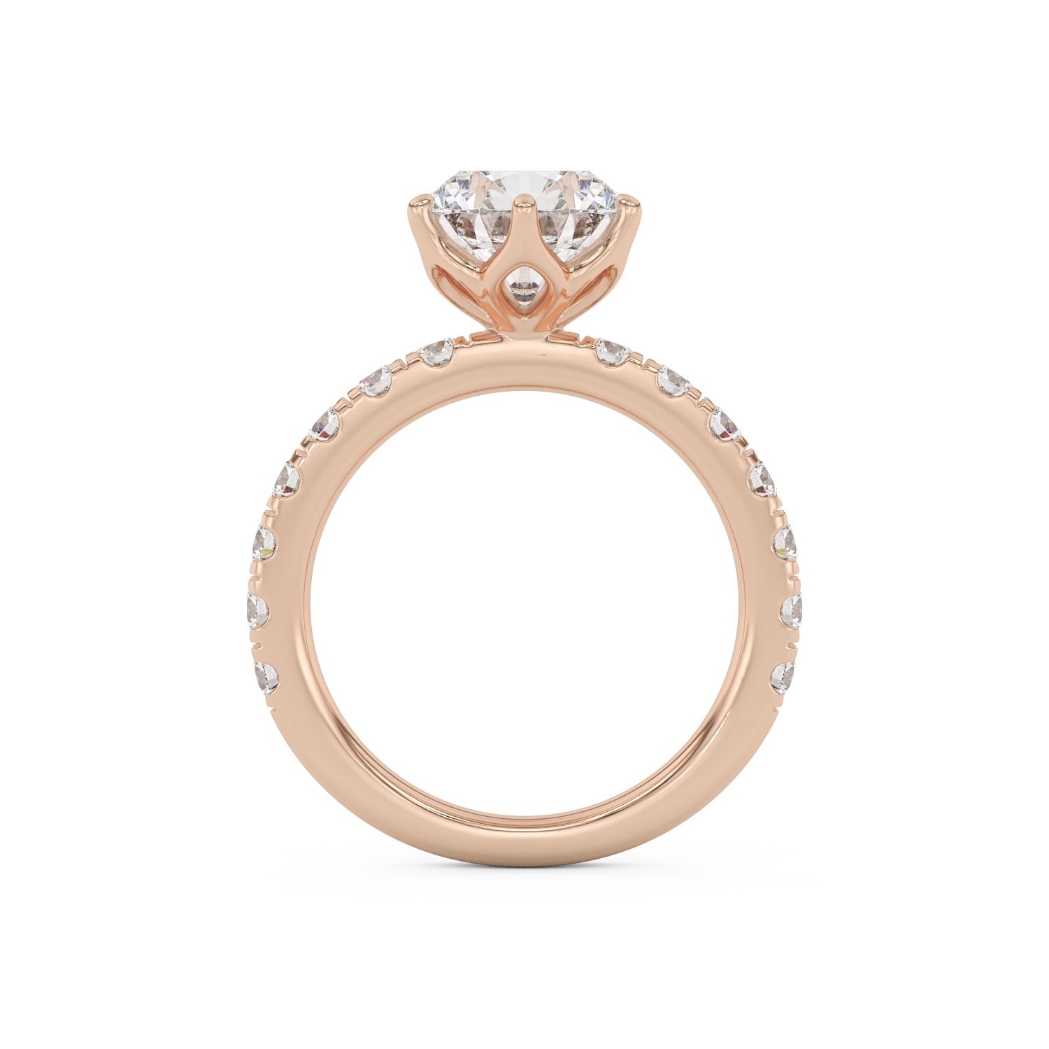 2ct 2.0ct round diamond rose gold tulip flower wedding engagement ring