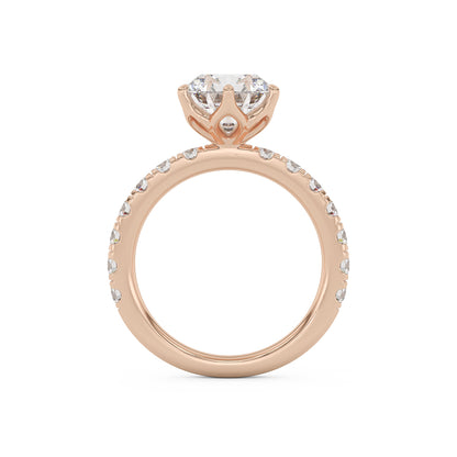 2ct 2.0ct round diamond rose gold tulip flower wedding engagement ring