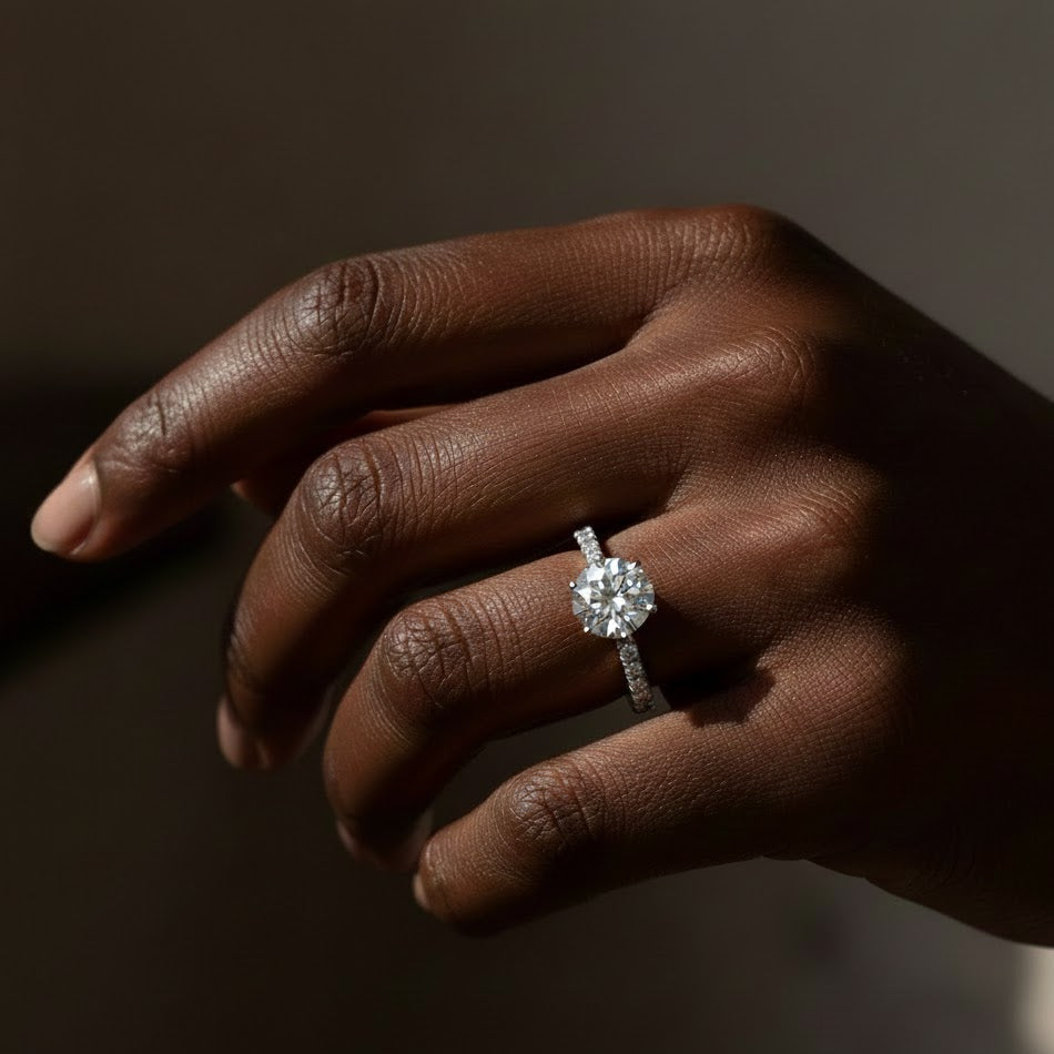 2ct 2.0ct round diamond white gold tulip flower wedding engagement ring