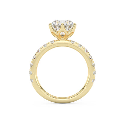 2ct 2.0ct round diamond yellow gold tulip flower wedding engagement ring