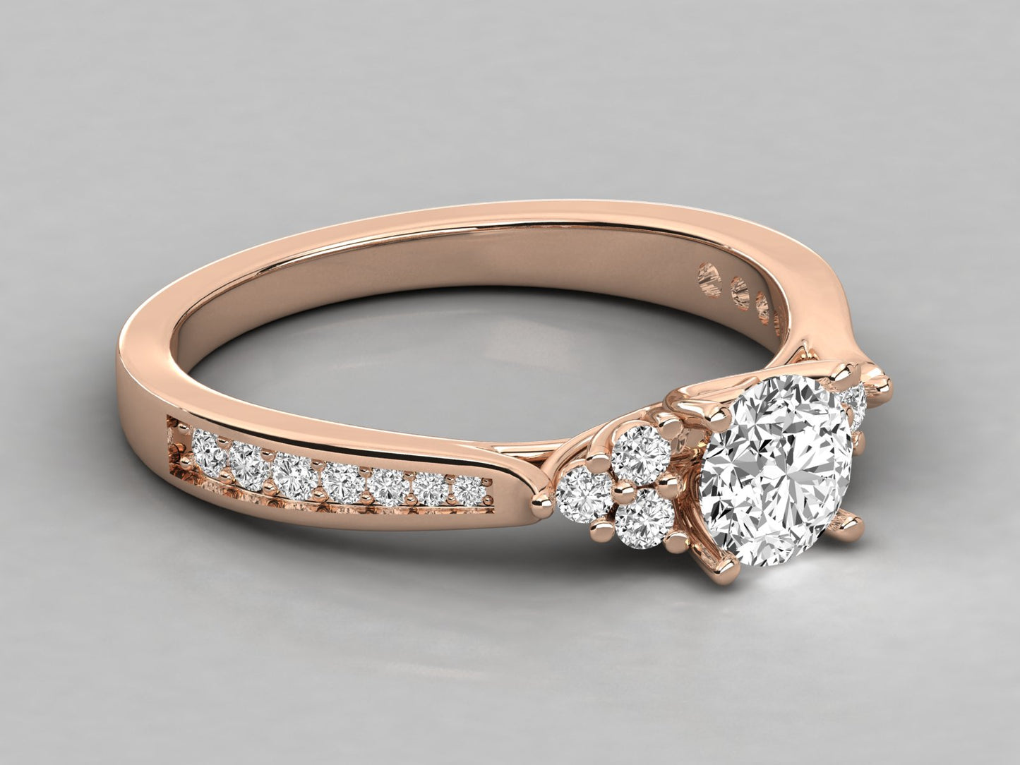 Round Accented Engagement Diamond Ring