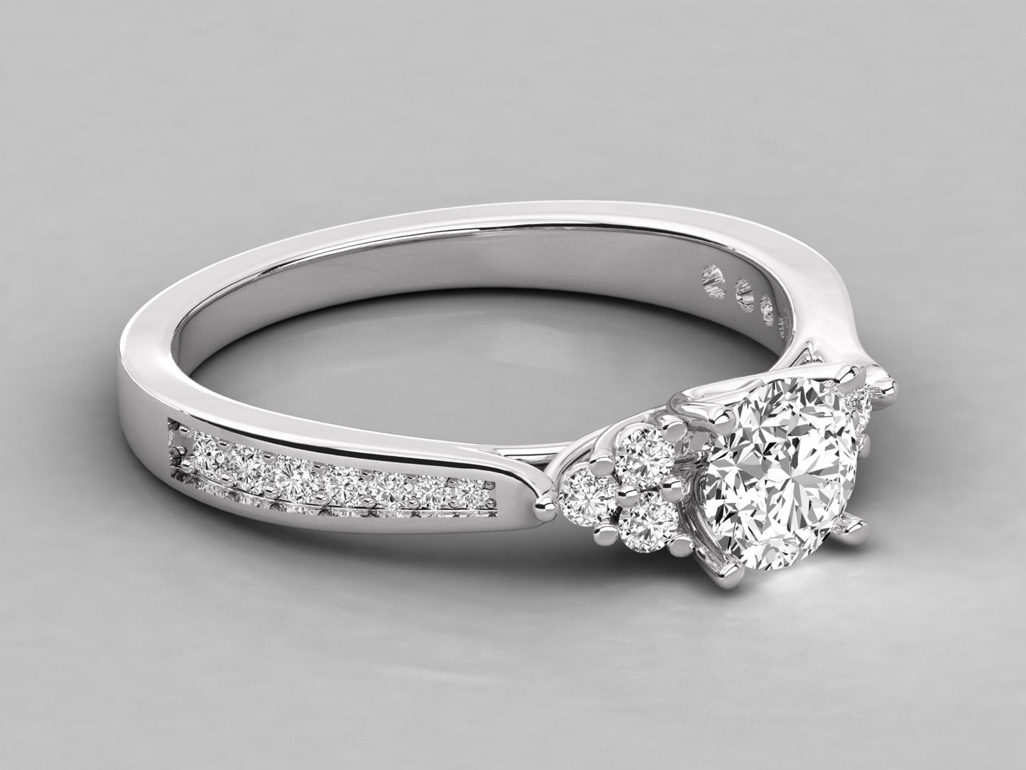 Round Accented Engagement Diamond Ring