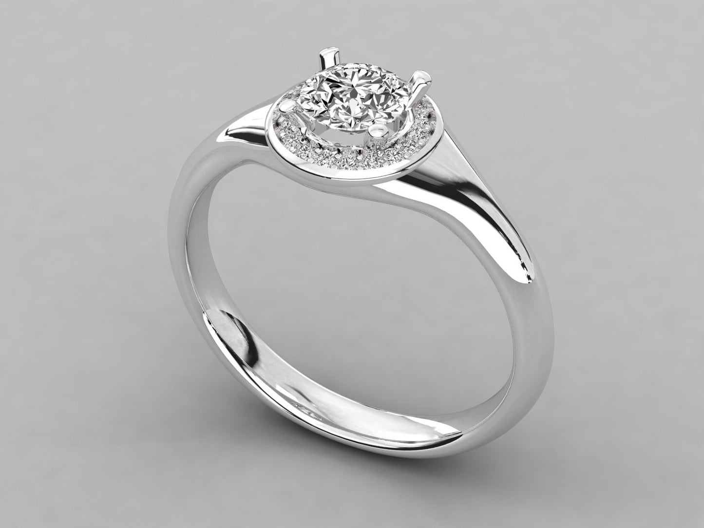 Round Halo Signet Diamond Ring