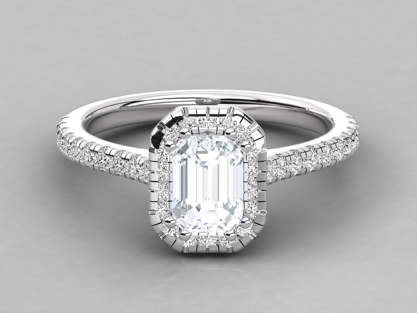 Emerald Halo Accented Engagement Diamond Ring