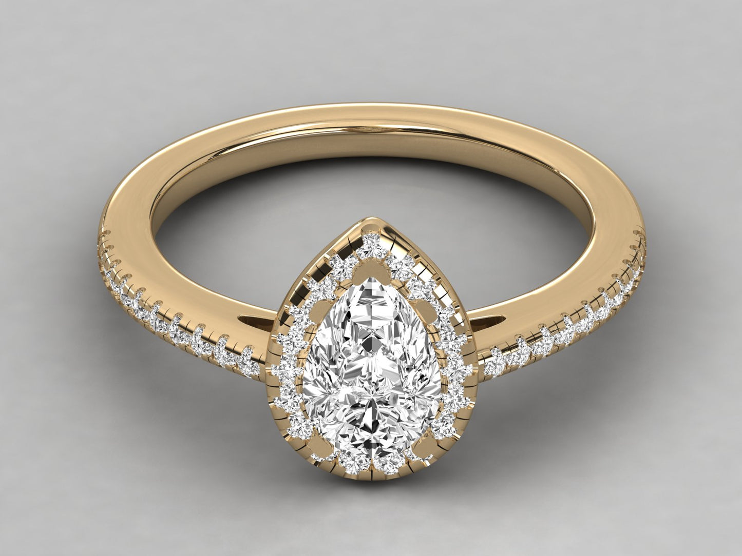 Pear Halo Accented Engagement Diamond Ring